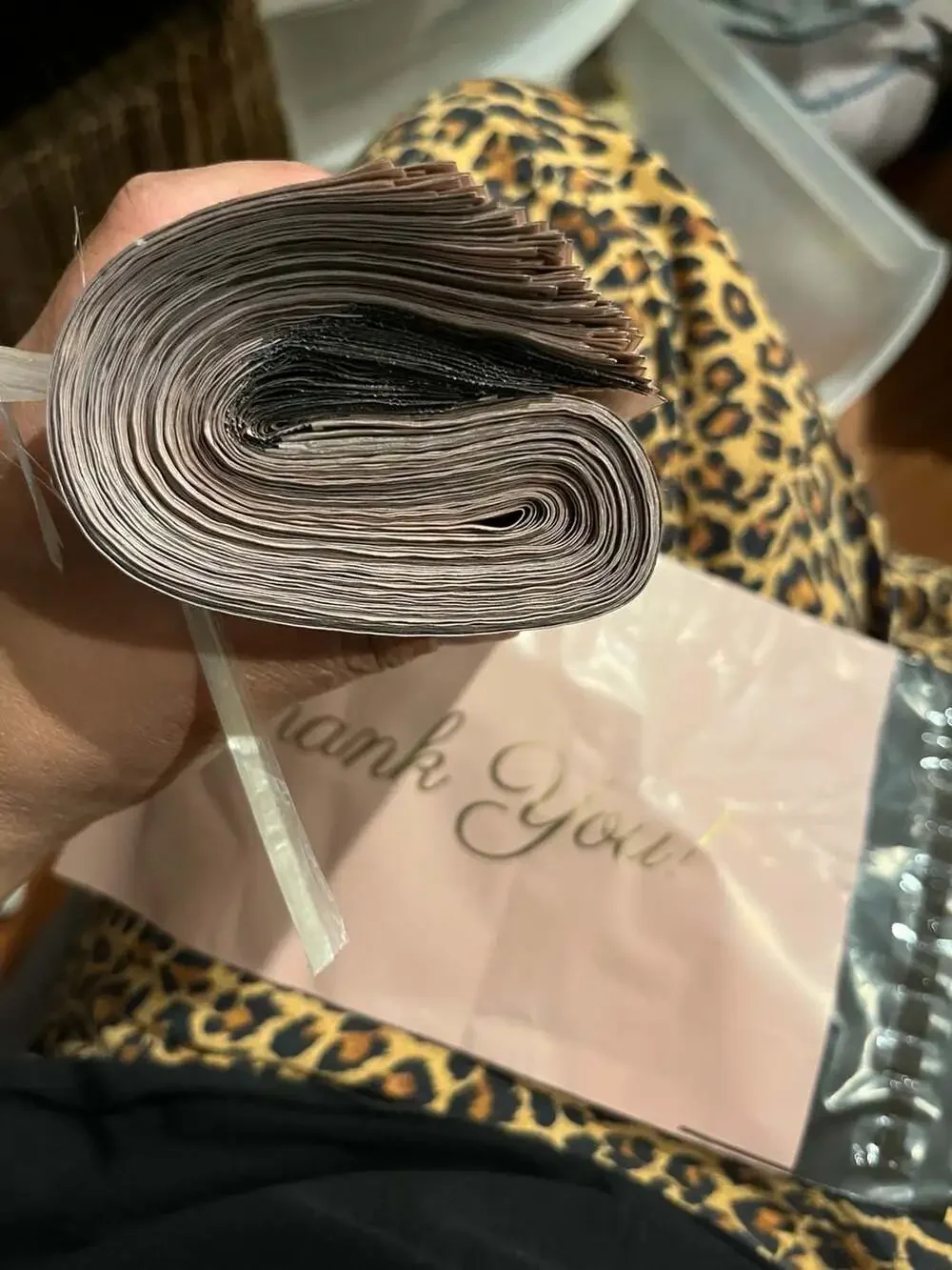 Pink Waterproof Self-Adhesive Poly Mailing Bags with Gold 'Thank You' Script